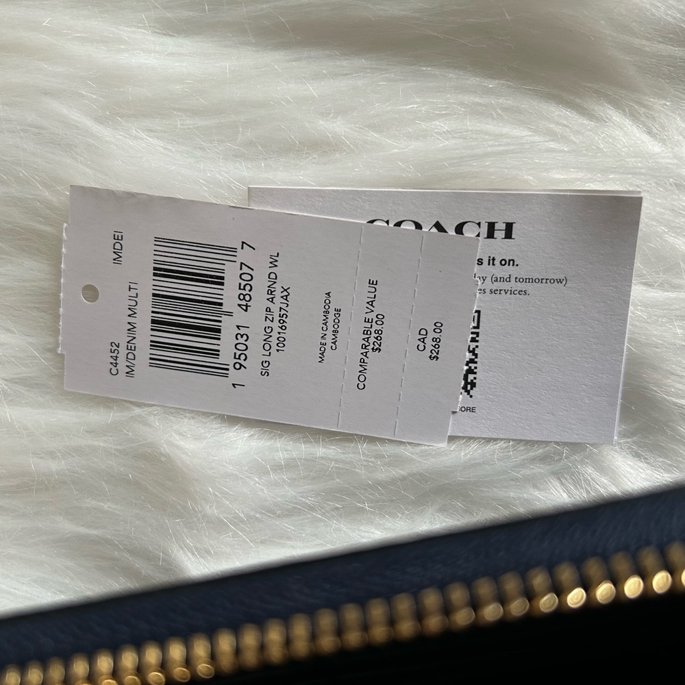 Coach Signature Long Zip Around Wallet Denim Multi Canvas New - Picture 4 of 5